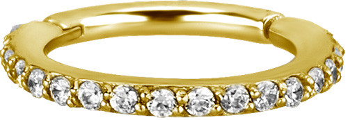 24K GOLD PVD SS316L JEWELLED HINGED RING SET W. PREMIUM ZIRCONIA