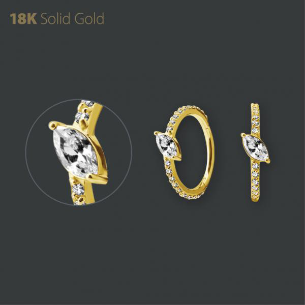 18K GOLD HINGED RING SET W. MARQUISE PREMIUM ZIRCONIA