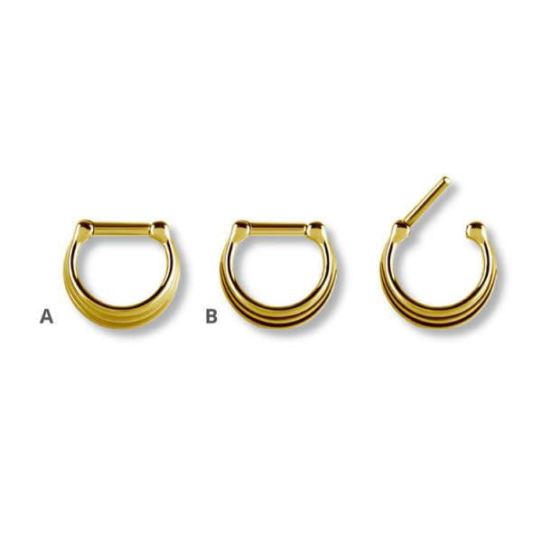 24K GOLD PVD SS316L SEPTUM CLICKER (3 RINGS CONCAVE SHAPE)
