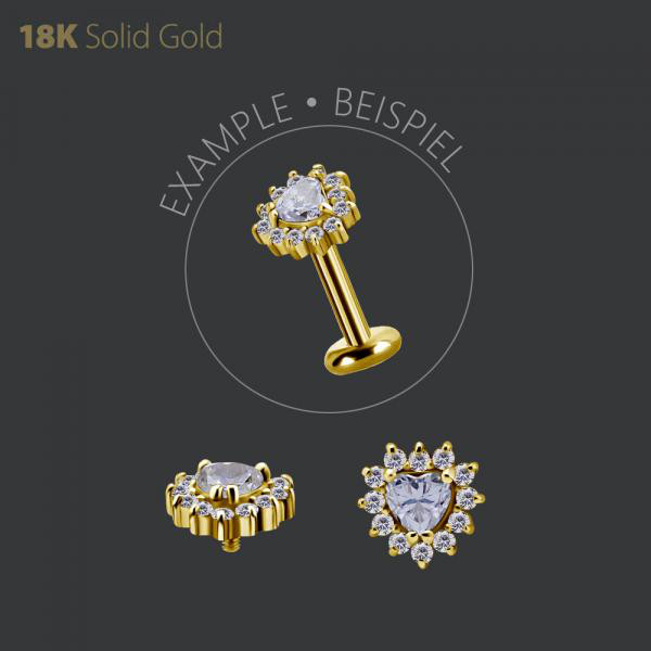 18K GOLD INTERNAL MICRO ATTACHMENT SET WITH HEART SHAPE PREMIUM ZIRCONIA