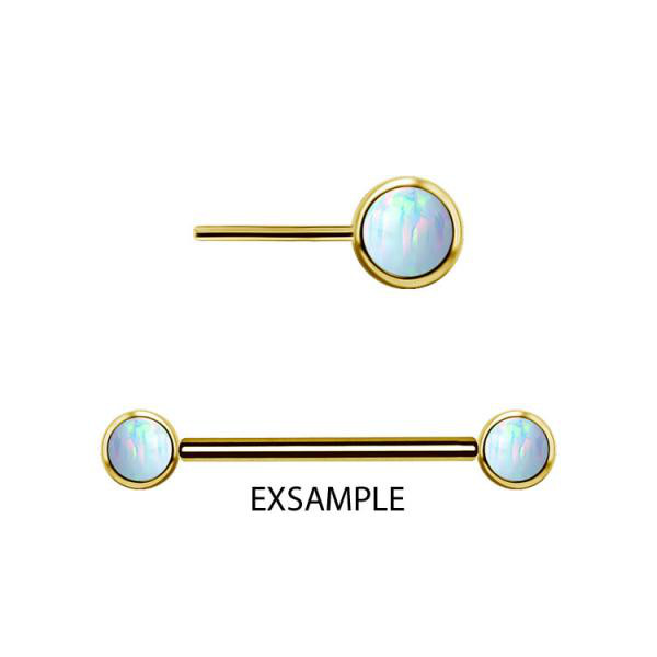 24K GOLD PVD TITANIUM THREADLESS (TL) NIPPLE DISC ATTACHMENT SET W. LAB CREATED OPALS