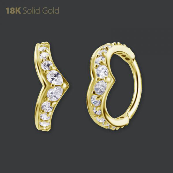 18K GOLD HINGED CONCH RING SET WITH PREMIUM ZIRCONIA