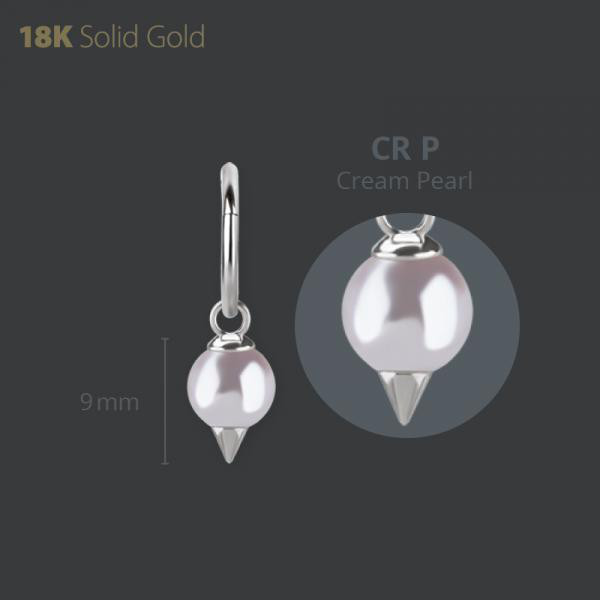 18K WHITE GOLD SPIKE CHARM SET WITH FRESHWATER PEARL