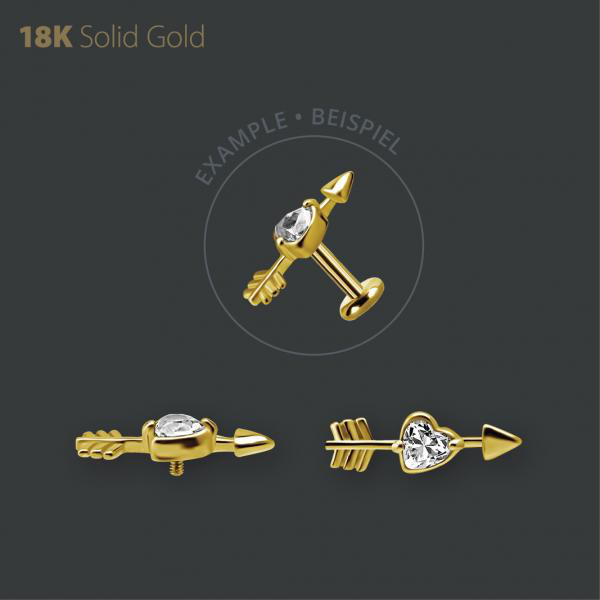 18K GOLD INTERNAL MICRO ATTACHMENT SET W. HEART SHAPE PREMIUM ZIRCONIA