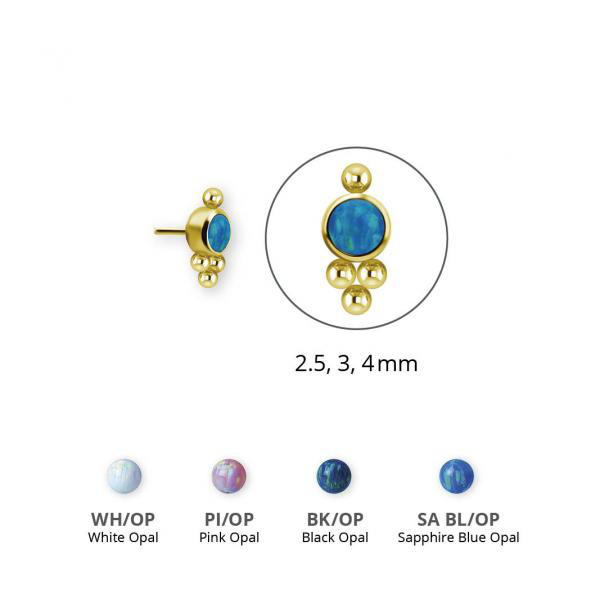 GOLD PVD TITANIUM THREADLESS CLUSTER ATTACHMENT SET W. LAB CREATED OPAL