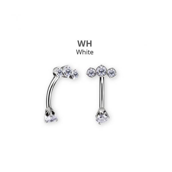 SS316L DOUBLE JEWELLED BANANAS SET W. CUBIC ZIRCONIA