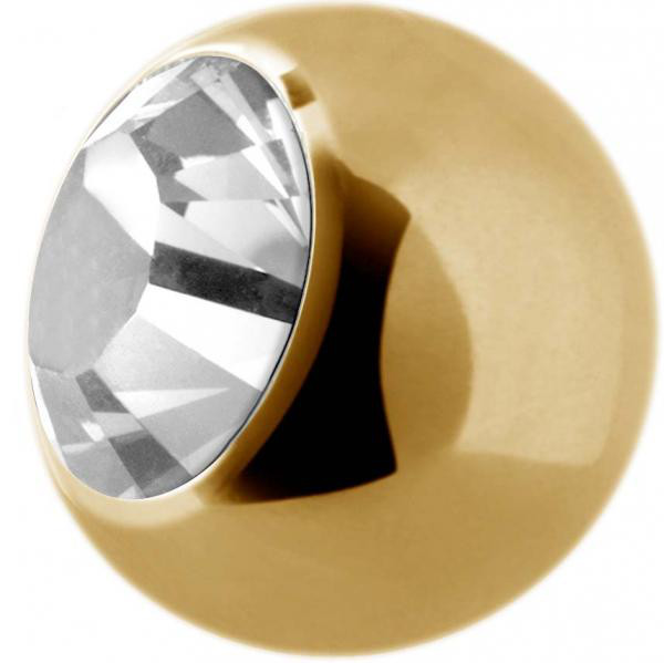 24K GOLD PVD TITANIUM JEWELLED BALLS (BIG STONE)