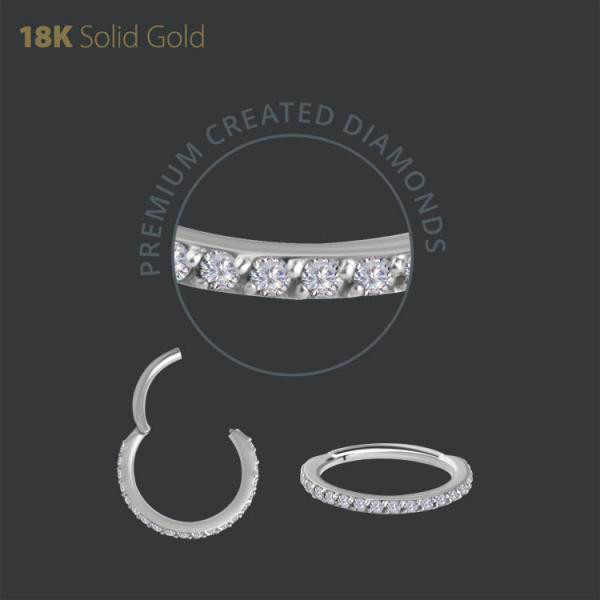 18K WHITE GOLD HINGED RINGS MADE WITH LAB CREATED DIAMONDS