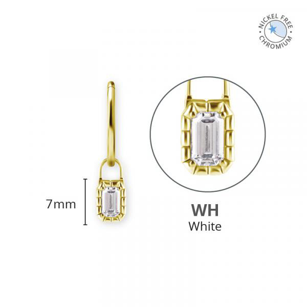 18K GOLD PVD CoCr NF CLICKER CHARMS SET W. EMERALD CUT PREMIUM ZIRCONIA