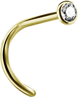 24K GOLD PVD TITANIUM JEWELLED CURVED NOSESTUDS
