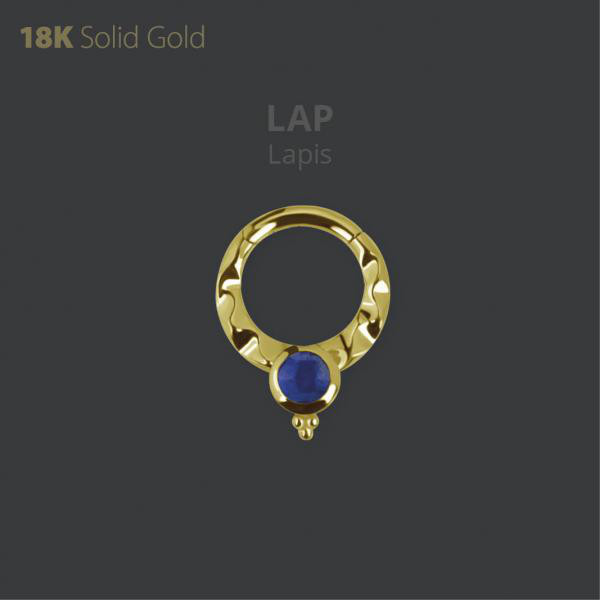 18K GOLD DAITH & SEPTUM CLICKER SET W. GENUINE LAPIS LAZULI
