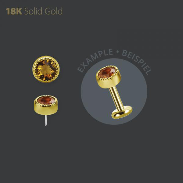 18K GOLD THREADLESS ATTACHMENT SET W. GENUINE CITRINE