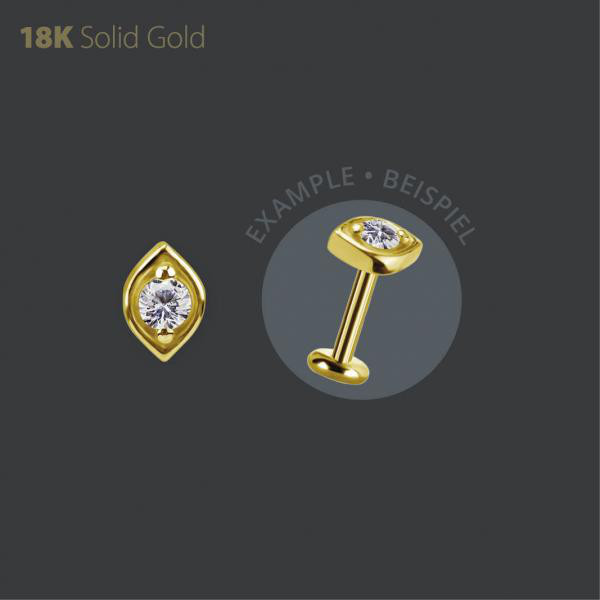 18K GOLD THREADLESS ATTACHMENT SET W. PREMIUM ZIRCONIA