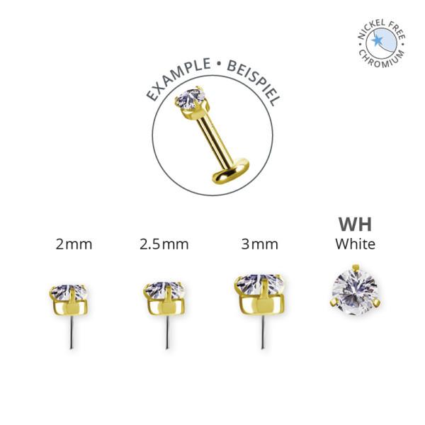 18K GOLD PVD CoCr NF THREADLESS 3 PRONG ATTACHMENT SET W. PREMIUM ZIRCONIA