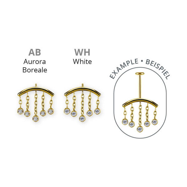 24K GOLD PVD TITANIUM INTERNAL ATTACHMENT FOR VERTICAL HELIX SET W PREMIUM ZIRCONIA