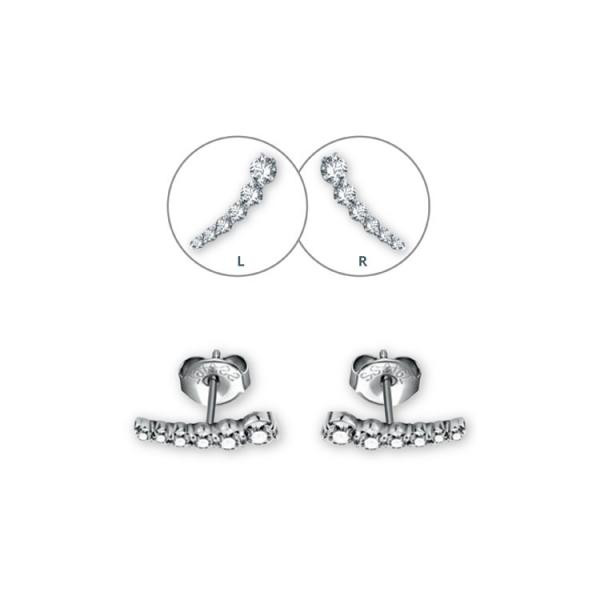 SS316L CRESCENT CLIMBER EARSTUD W.GRADUATED SETTING W.CZ (PAIR)