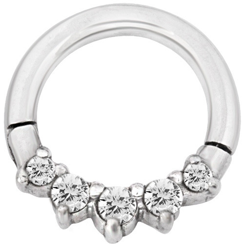 SS316L JEWELLED HINGED RING (PRONG SETTING)