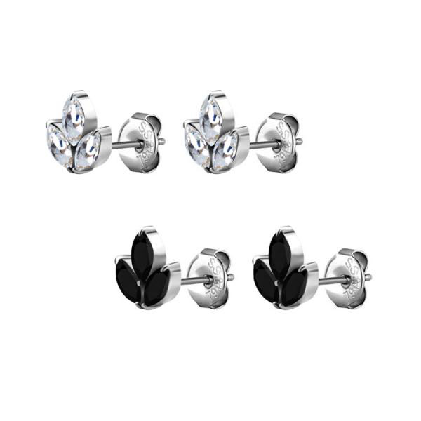 SS316L EARSTUDS W.CUBIC ZIRCONIA MARQUISE CLUSTER (PAIR)
