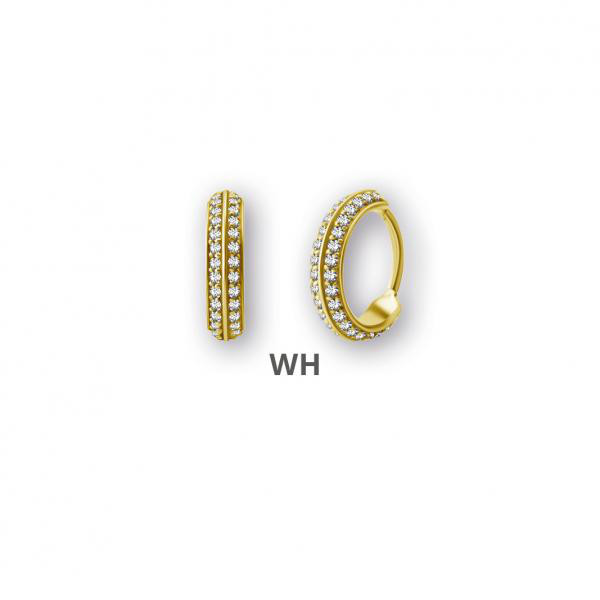24K GOLD PVD SS316L HINGED CONCH CLICKER SET W.CUBIC ZIRCONIA