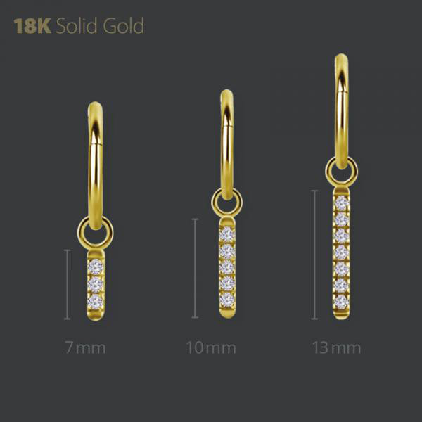 18K GOLD CHARM SET W. LAB CREATED DIAMONDS (3 X 1.5mm)