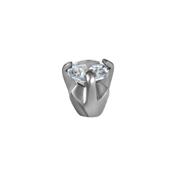 SS316L BALL WITH ROUND CUBIC ZIRCONIA (PRONG SET)