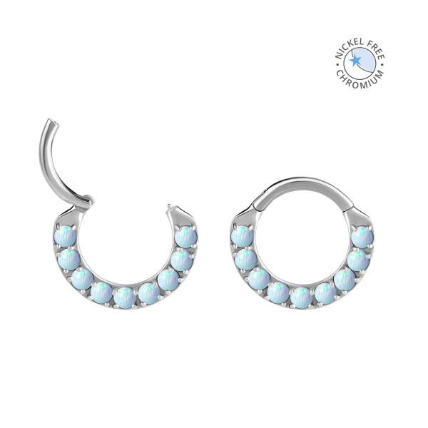 CoCr NF FRONT FACING HINGED CLICKERS SET W. LAB CREATED OPAL