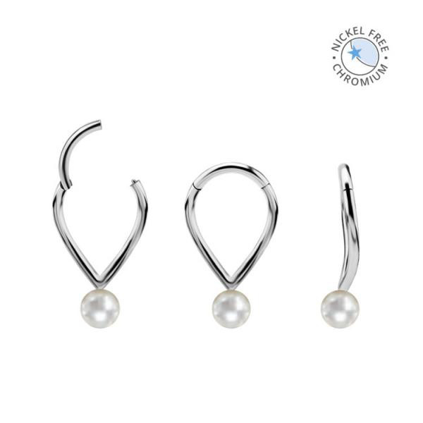 CoCr NF PLAIN "V" SHAPED CLICKER W. GENUINE FRESH WATER PEARL