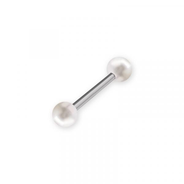 SS316L BARBELL WITH DOUBLE FRESH WATER PEARLS