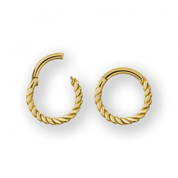 24K GOLD PVD SS316L HINGED RING (TWISTED WIRE)