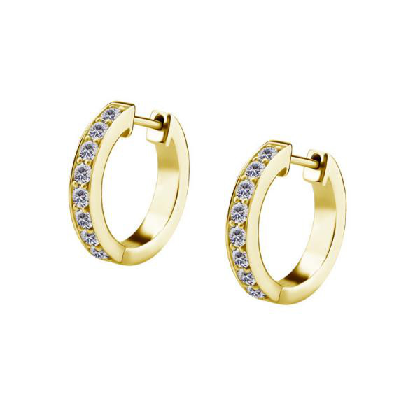 24K GOLD PVD SS316L EARHOOPS PAVE SET W.CUBIC ZIRCONIA (PAIR)