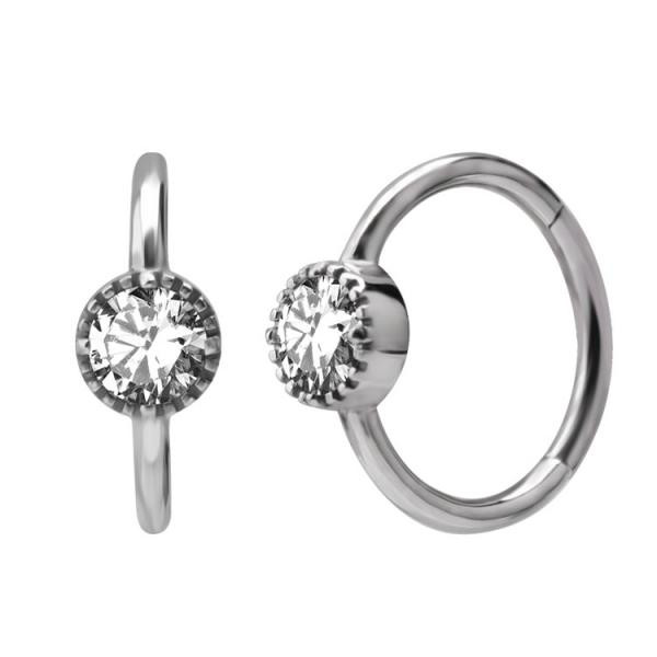 SS316L HINGED CONCH RING SET W. CUBIC ZIRCONIA 4MM