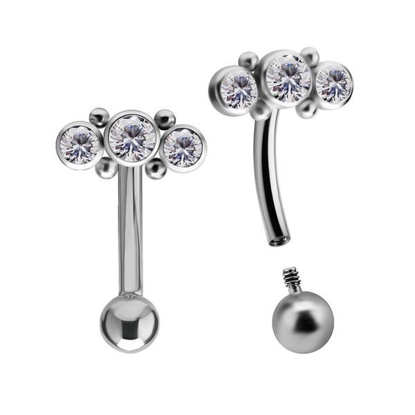 TITANIUM INTERNAL ROOK AND EYEBROW CLUSTER MICRO BANANA SET WITH PREMIUM ZIRCONIA