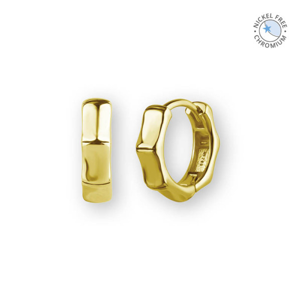 18K GOLD PVD CoCr NF BAMBOO EARRINGS (HUGGIES) 4.0x10MM
