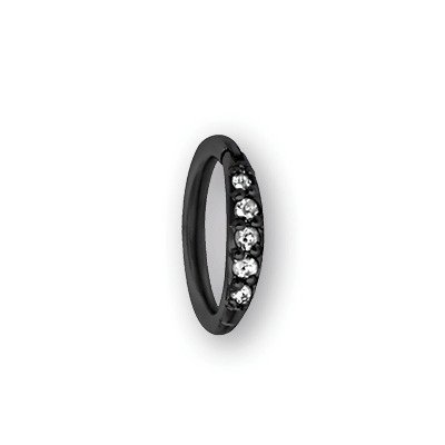 BLACK PVD SS316L JEWELLED HINGED RING SET W. PREMIUM ZIRCONIA