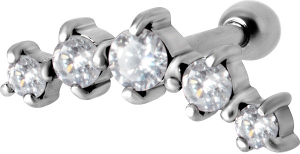 SS316L JEWELLED HELIX BARBELL W.PREMIUM ZIRCONIA (5 SETTING)