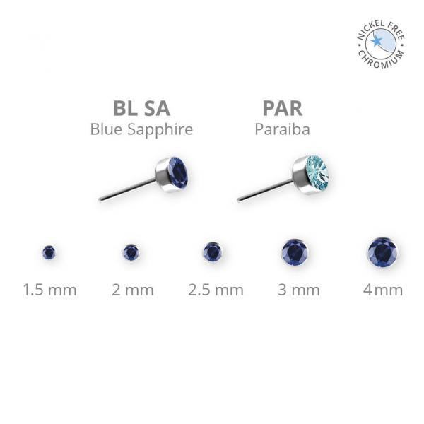 CoCr PVD TITANIUM THREADLESS DISC ATT. SET W. LAB CREATED GEMSTONE