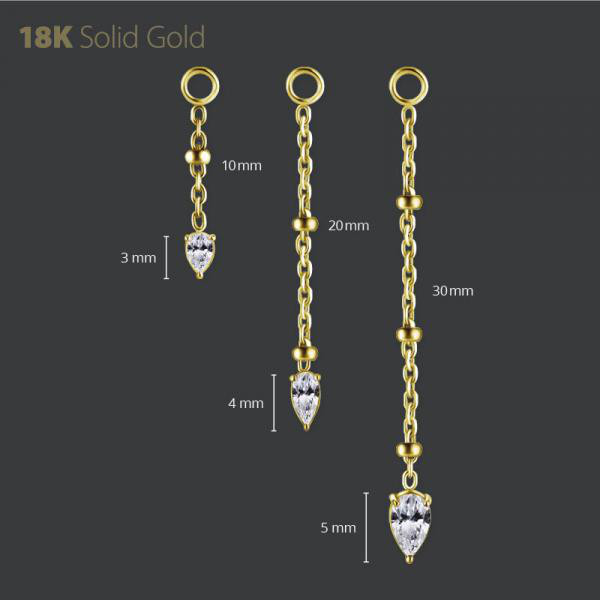 18K GOLD HANGER CHAINS WITH PEAR SHAPE PREMIUM ZIRCONIA
