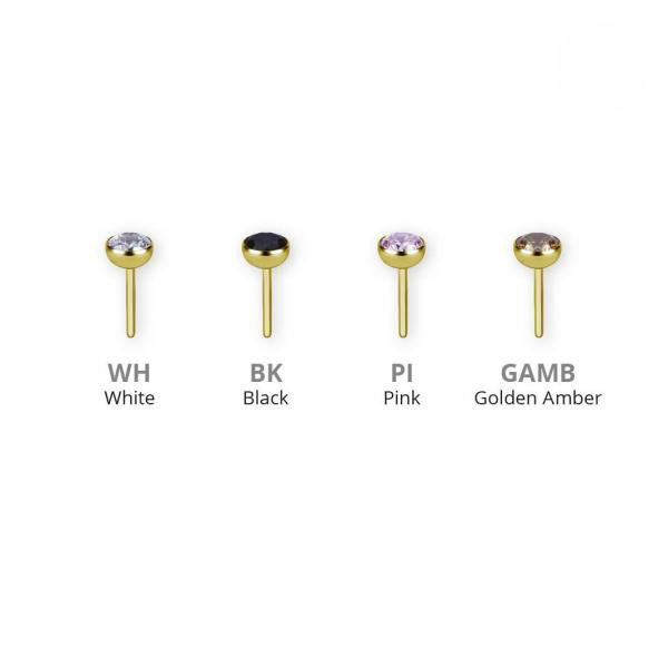24K GOLD PVD TITANIUM THREADLESS MICRO BALL SET W. PREMIUM ZIRCONIA