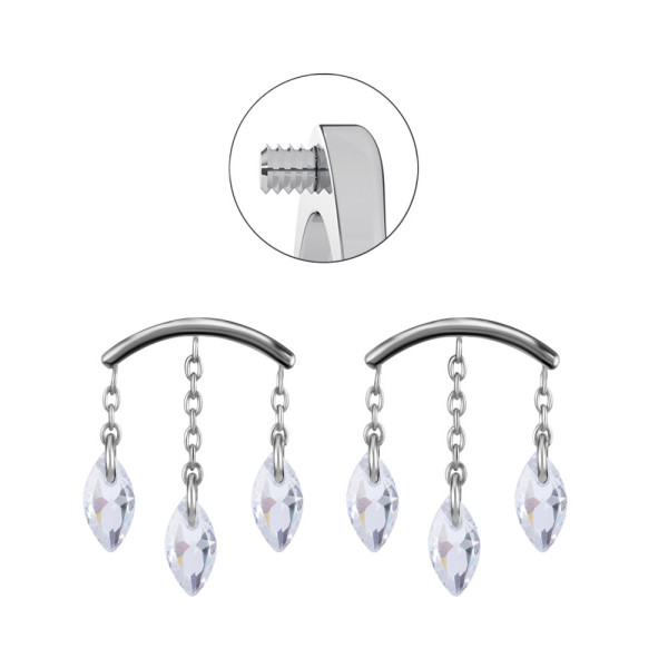 CoCr PVD TITANIUM INTERNAL ATTACHMENT FOR FLAT HELIX W. CUBIC ZIRCONIA