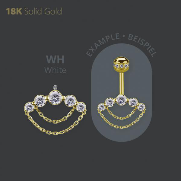 18K GOLD INTERNAL VERTICAL HELIX MICRO ATTACHMENT SET W. PREMIUM ZIRCONIA