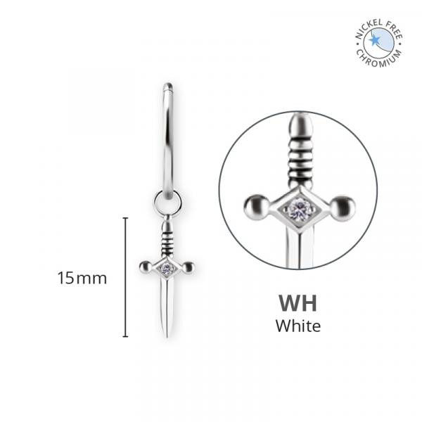 CoCr NF DAGGER CHARMS FOR HINGED RINGS SET W. PREMIUM ZIRCONIA