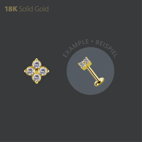 18K GOLD THREADLESS QUAD ATTACHMENT SET W. PREMIUM ZIRCONIA