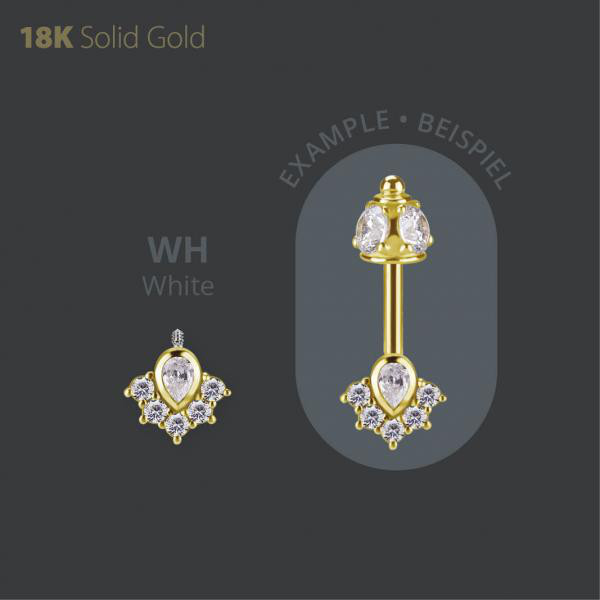 18K GOLD INTERNAL MICRO ATTACHMENT FOR VERTICAL HELIX SET W PREMIUM ZIRCONIA