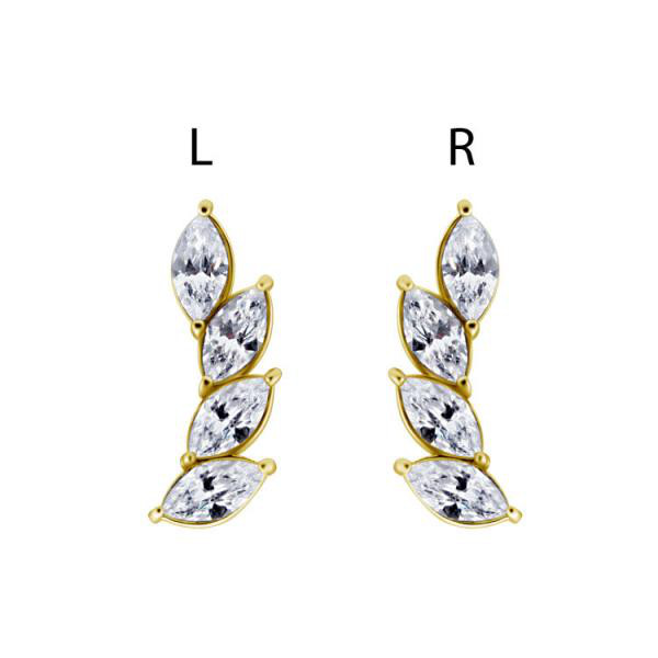 24K GOLD PVD SS316L MICRO ATT. SET W. MAQUISE CUBIC ZIRCONIA