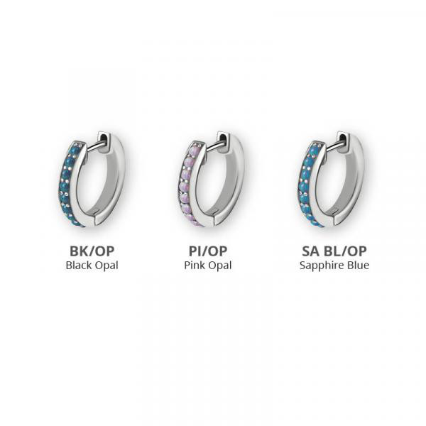 SS316L EAR HOOPS SET W. LAB CREATED OPAL (BY PAIR)