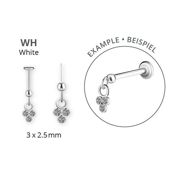 TITANIUM THREADLESS HIDDEN HELIX DANGLE ATTACHMENT SET W. PREMIUM ZIRCONIA
