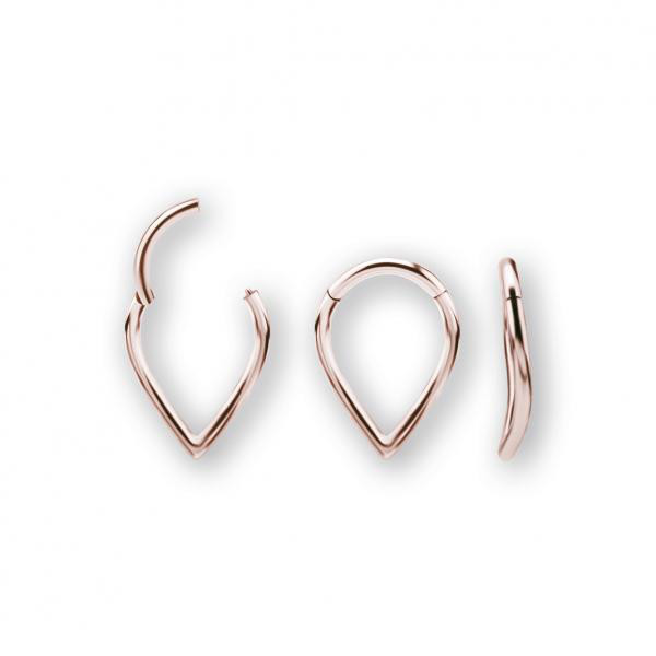 ROSE GOLD PVD SS316L TEARDROP SHAPED PLAIN CLICKER