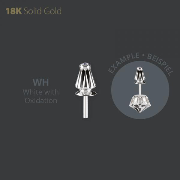 18K GOLD THREADLESS PIN FOR VERTICAL HELIX SET W PREMIUM ZIRCONIA