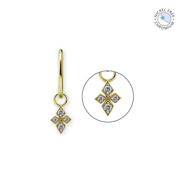 18K GOLD PVD CoCr NF FLOWER CHARMS SET W. PREMIUM ZIRCONIA