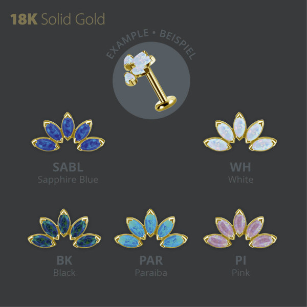 18K GOLD INTERNAL MARQUISE FAN MICRO ATTACHMENT SET WITH LAB CREATED OPAL